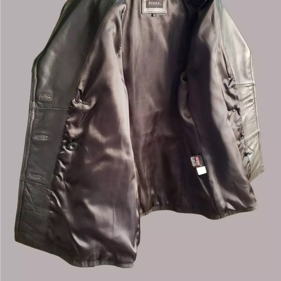 Guess Black Genuine Leather Double Breasted Jacket - Picture 12 of 16